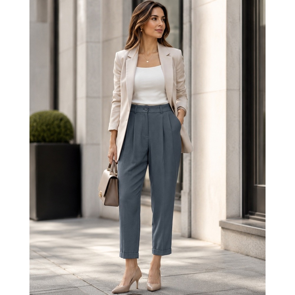 LOFT Outlet Skinny Ankle Petite Pants 00P Slate Gray Pleated Cuffed Trousers